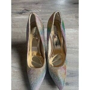 Rogue Helium High Heels Rainbow Bling Shoes size 9